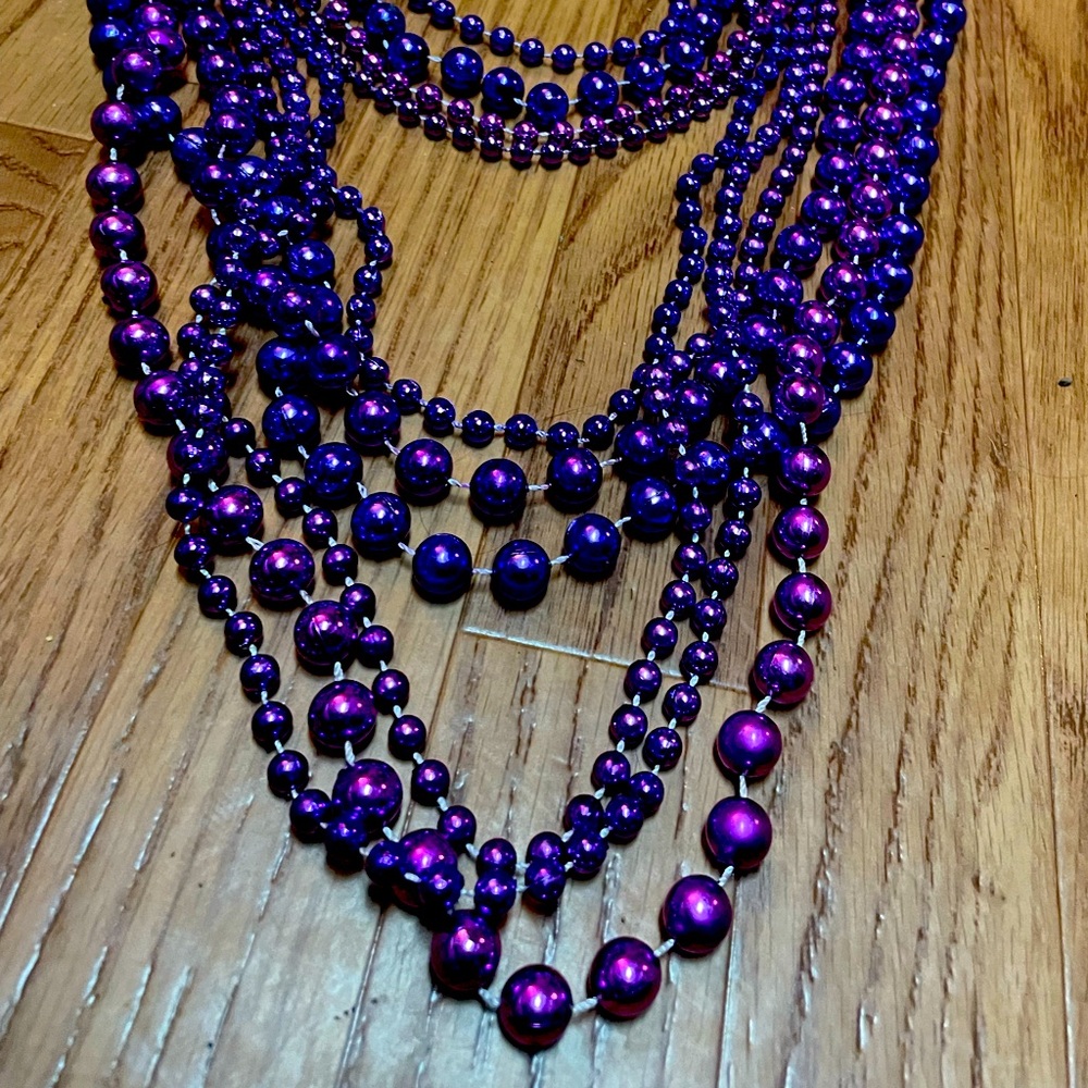 Mardi Gras Beads - Purple - Set of 10